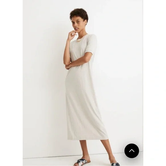 MADEWELL Midi Tee Dress in Oatmeal Size XS - Picture 2 of 10